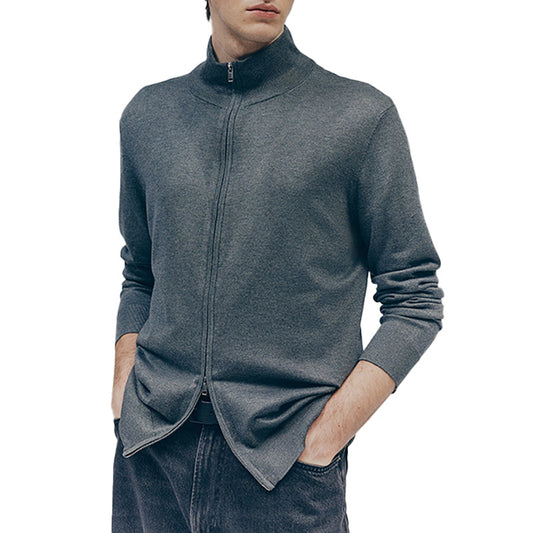 Custom Minimalist Zip - Up Men Cardigan - PG7246