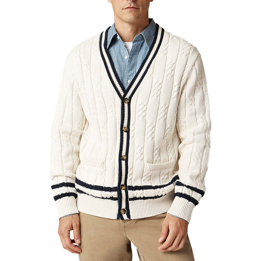 Custom Cable-Knit Button-up Men Cardigan - PG7264