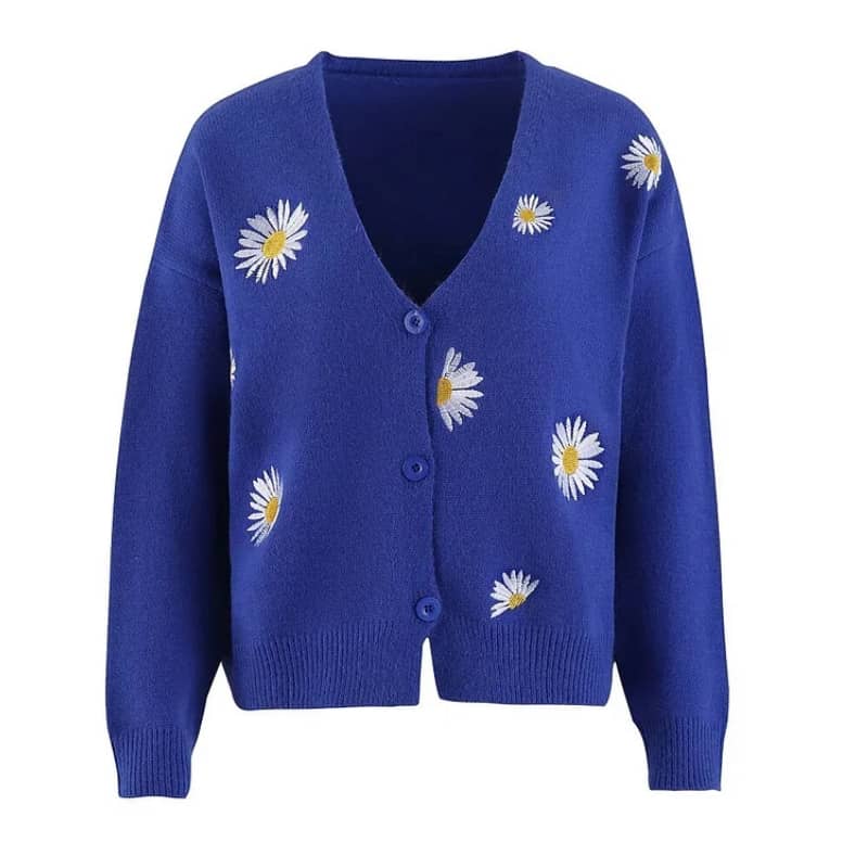 OEM/ODM Custom 100%Cotton Flower Knit Cardigan