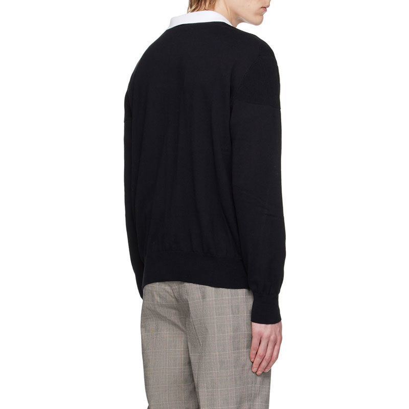 Back view of OEM/ODM men's wool blend black cardigan sweater