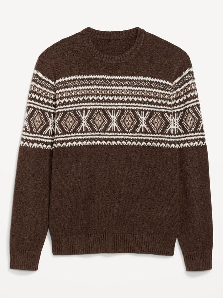 Brown Jacquard Knit Sweater | Premier Knitwear Manufacturer