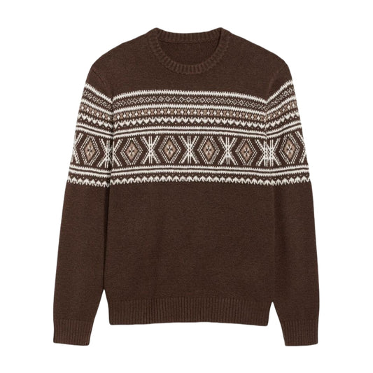 Brown Jacquard Knit Sweater | Premier Knitwear Manufacturer