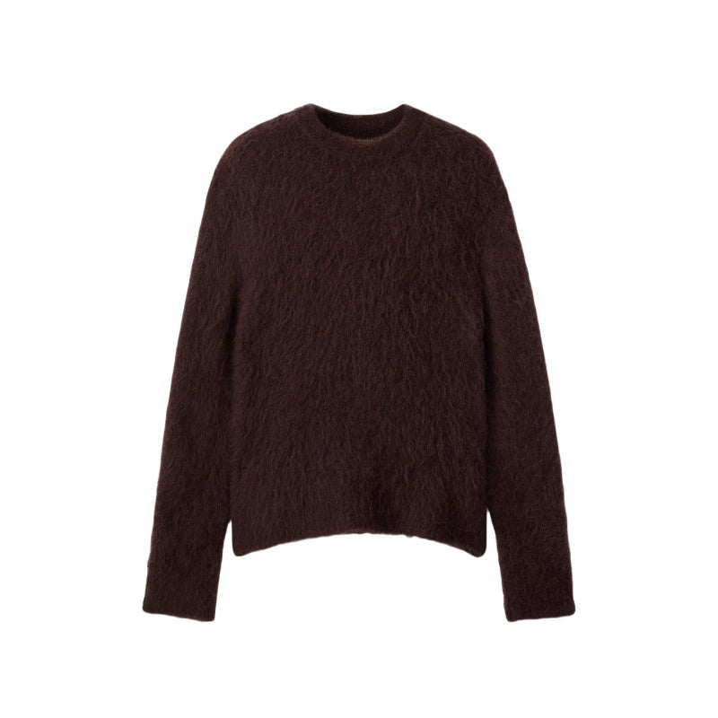 Wholesale Custom Men Knit Sweater Oversize Lightweight Crew Neck Crew Neck Mohair Alpaca Blend