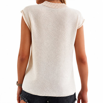 Back view of cream American flag sleeveless sweater vest