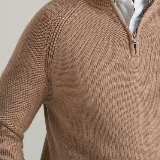 Custom Quarter-Zip Merino Wool Men Sweater - PG5852