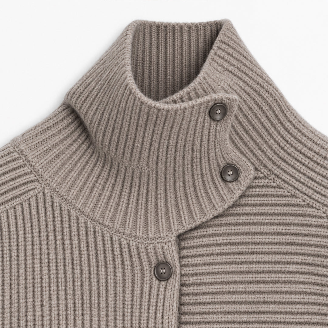 Custom Women's Ribbed High Neck Button Cardigan - PG10226