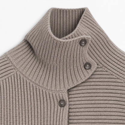 Custom Women's Ribbed High Neck Button Cardigan - PG10226