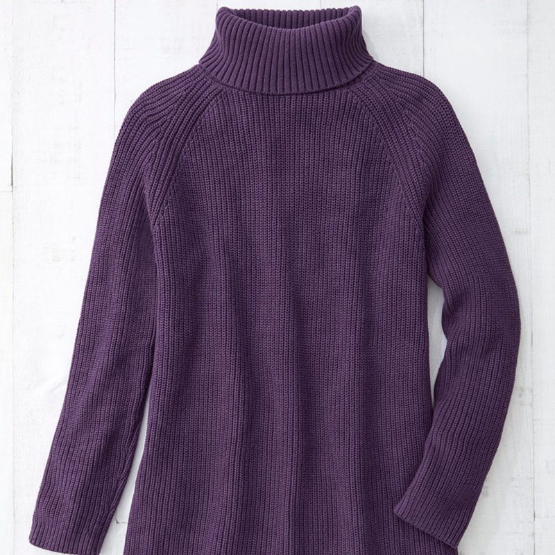  Purple Custom 100% Cotton Turtleneck Women’s Knitted Sweater