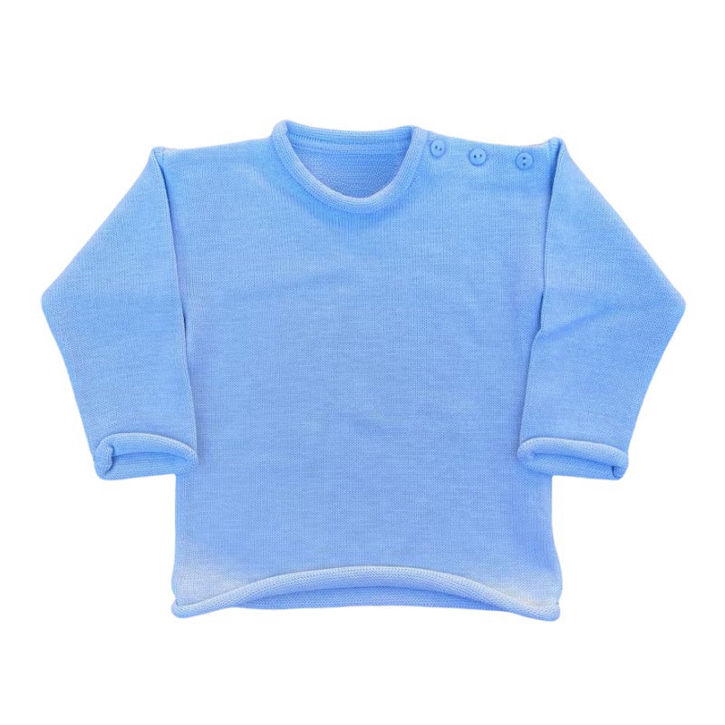 Wholesale Custom Baby Knitwear Button Design Rollneck Toddler Knit Sweater 100%Organic Cotton