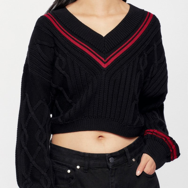 Custom Fashion V-neck Women’s Knitted Sweater