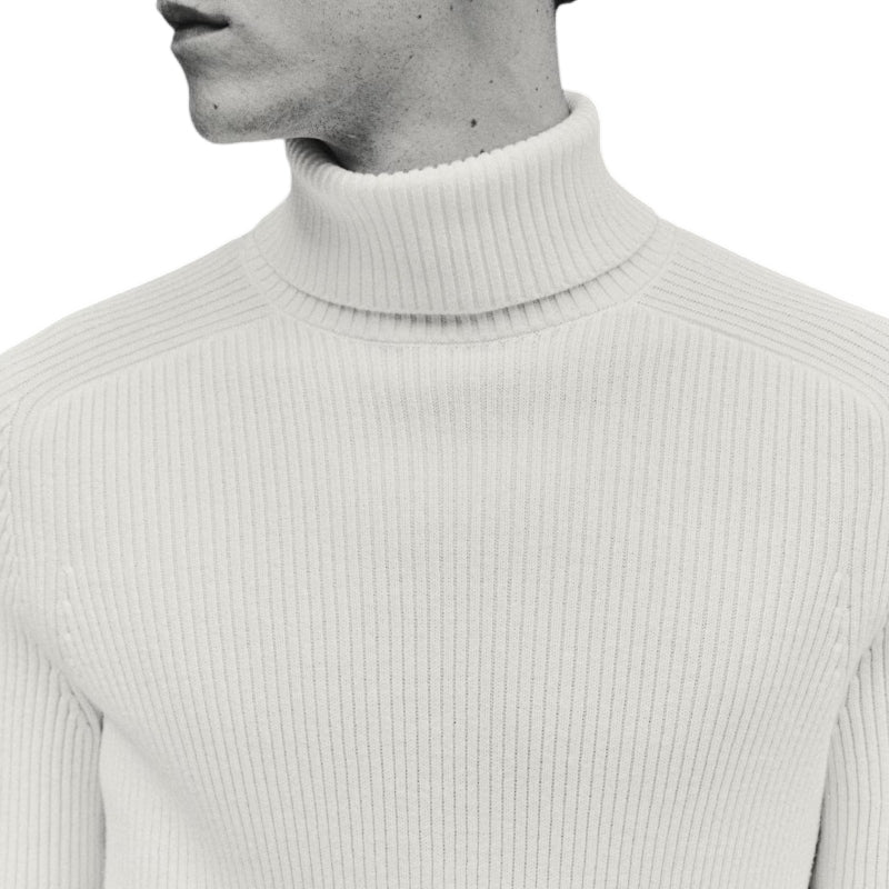 Wholesale Custom Men Knit Sweater Turtleneck Ribbed Fold-over Pullover Wool Blend