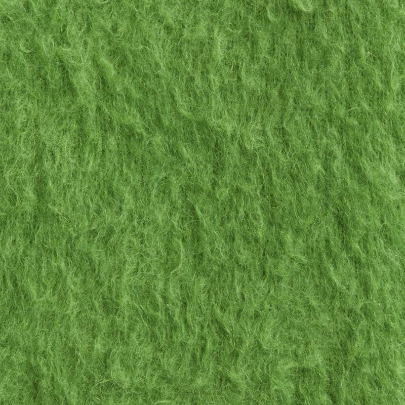 Close-up of the green acrylic mohair knit texture.