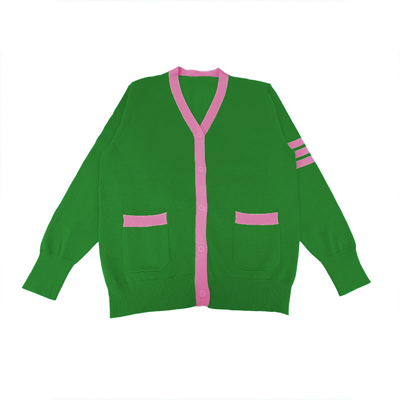 Green and Pink Custom Greek Life Cardigan for Groups and Organizations