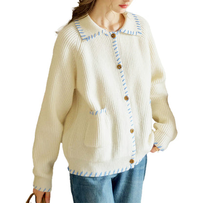 Custom Ribbed Button-up Women Cardigan - PG7282