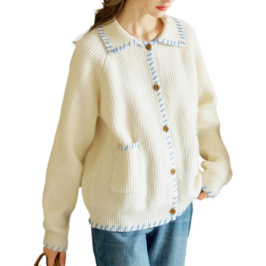 Custom Ribbed Button-up Women Cardigan - PG7282