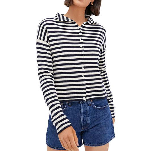 Custom Preppy Striped Women Cardigan - PG7304