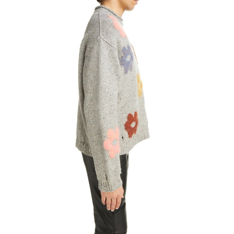 Custom Wool Blend Pullover Sweater - OEM/ODM Men’s Floral Knitted Sweater