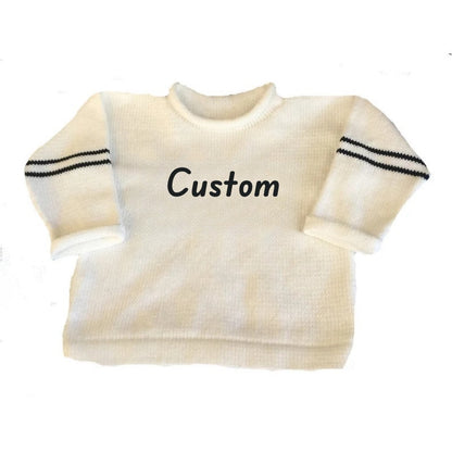 Wholesale Custom Kids Knitwear Embroidery Jacquard Logo Rollneck Baby Knit Pullover 100%Organic Cotton