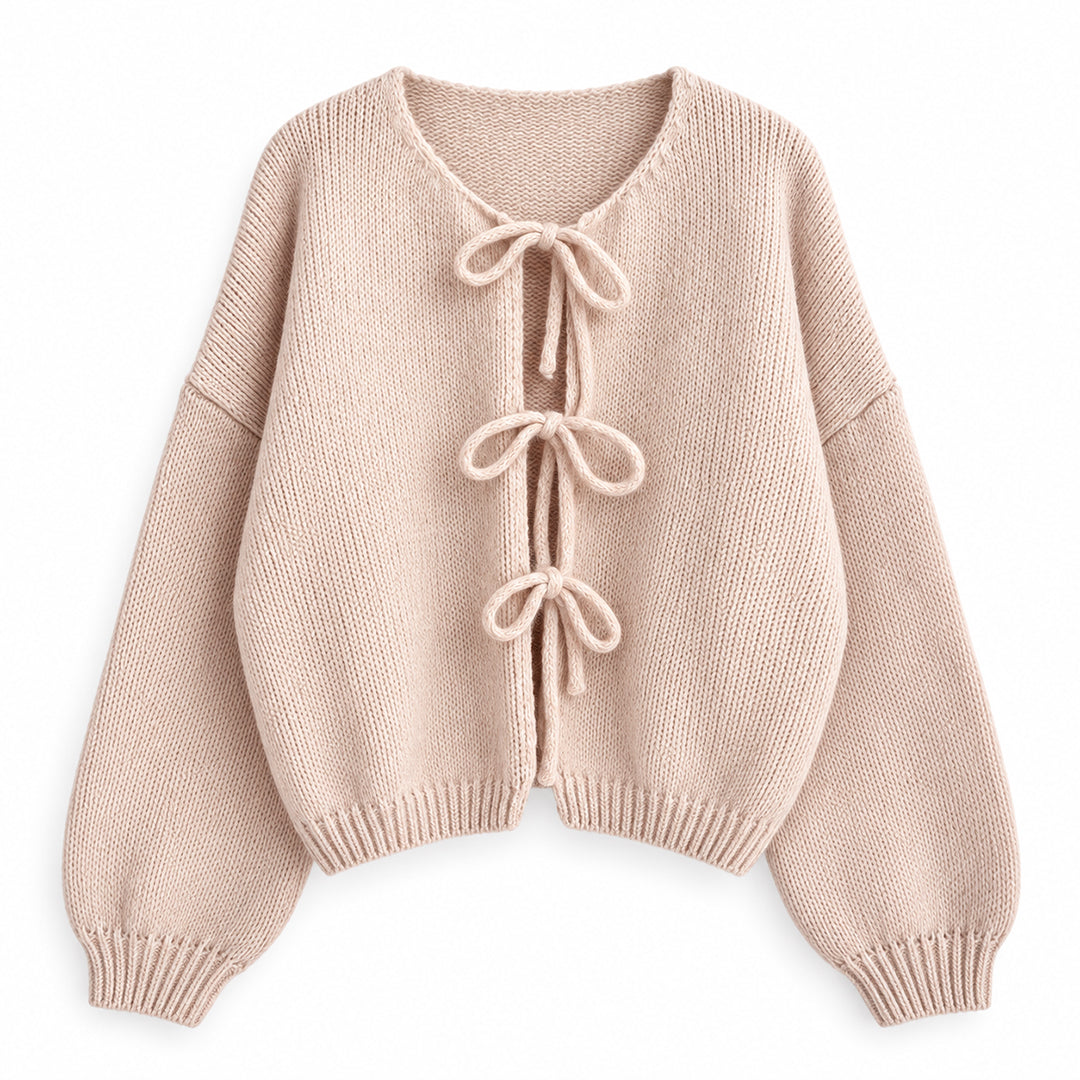Light pink tie-front sweater cardigan
