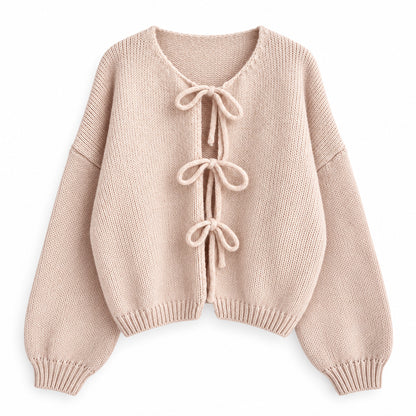 Light pink tie-front sweater cardigan