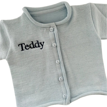 Wholesale Custom Baby Sweater Button-Up Rollneck 7GG Chunky Knit Cardigan 100%Organic Cotton