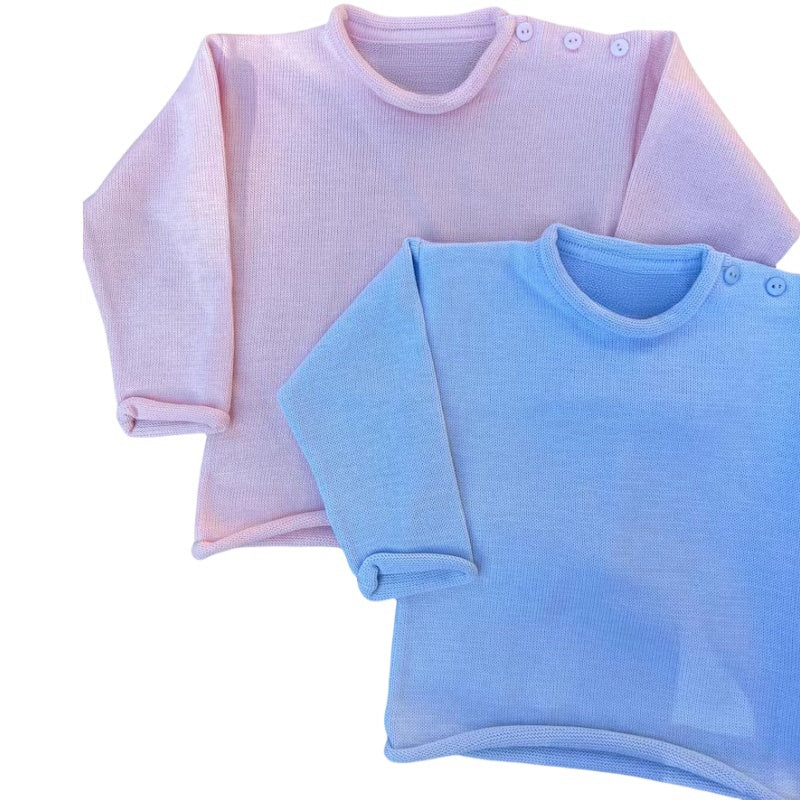 Wholesale Custom Baby Knitwear Button Design Rollneck Toddler Knit Sweater 100%Organic Cotton