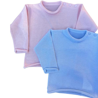 Wholesale Custom Baby Knitwear Button Design Rollneck Toddler Knit Sweater 100%Organic Cotton