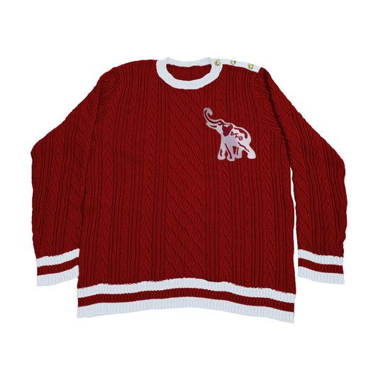 Custom Delta Sigma Theta cable knit sweater with elephant embroidery – greek life sweater by premium sweater manufacturer