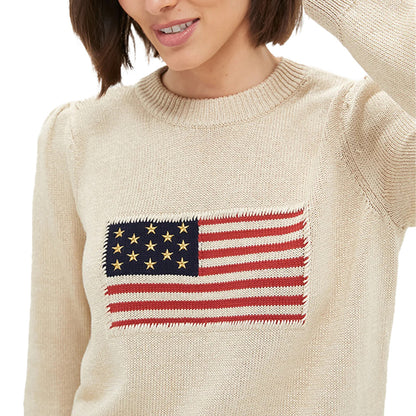 Custom Embroidery Patch American Flag Women Sweater - PG7253