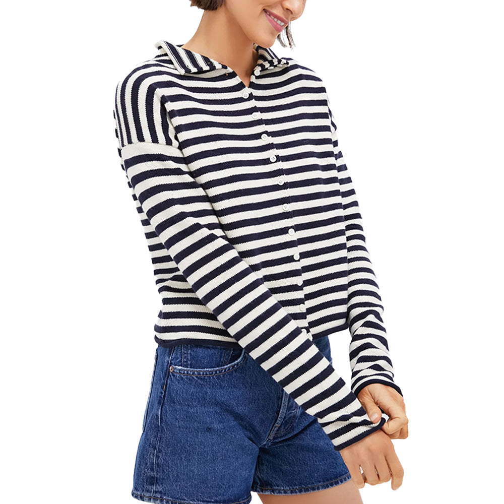 Custom Preppy Striped Women Cardigan - PG7304