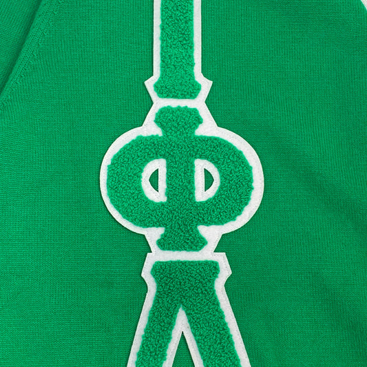 Chenille Embroidery Close-Up on Custom Iota Phi Lambda Cardigan