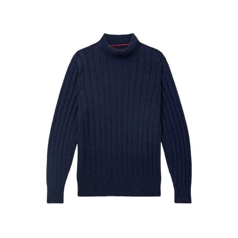 Elegant navy blue Men’s Crew Neck cotton Sweater, ideal for custom orders and wholesale.