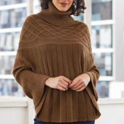Custom 100% Cotton Knit Poncho Sweater – Crew Neck Design