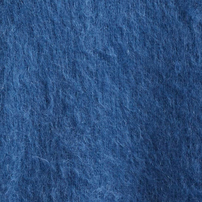 Close-up of the blue wool blend fabric of the custom wholesale crew neck men's cardigan sweater