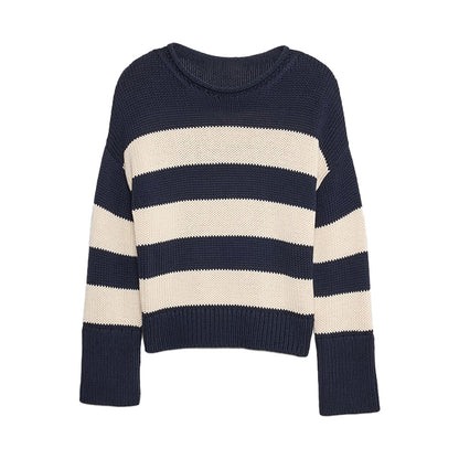 Custom Striped Crew Neck Women Sweater - PG7284