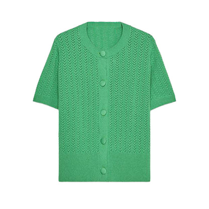 Custom Cotton Blend Women Knit Short Sleeves - PG53011