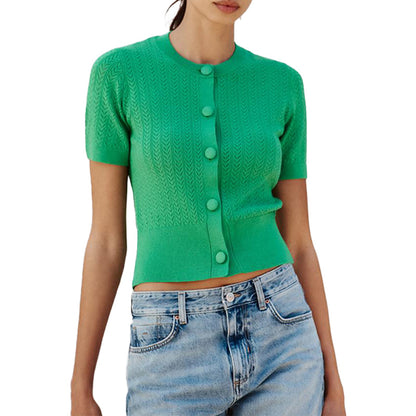 Custom Cotton Blend Women Knit Short Sleeves - PG53011