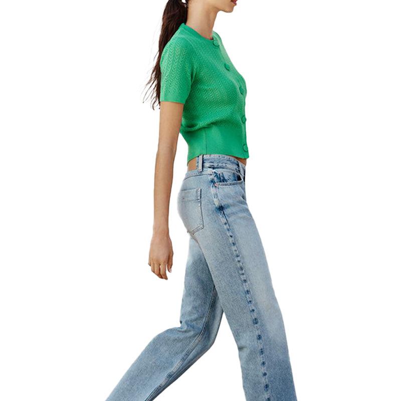 Custom Cotton Blend Women Knit Short Sleeves - PG53011