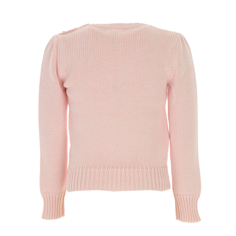 Back view of OEM/ODM 100% Cotton Women's Knit Pullover Sweater with Crew Neck and Ribbed Cuff and Hem