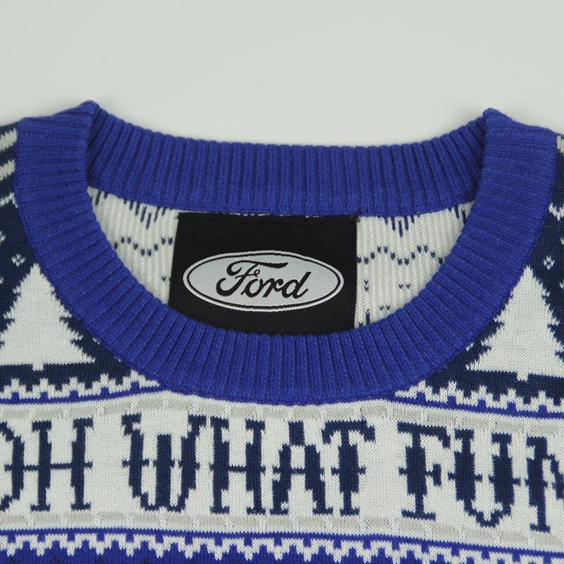 Custom Logo Knitted Ugly Christmas Blue Sweater Car Corporation Brand 100%cotton