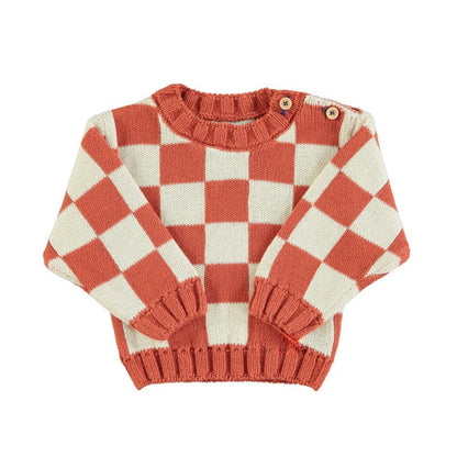 Wholesale Custom Baby Sweater Checkered 7GG Chunky Knitwear 100%Organic Cotton