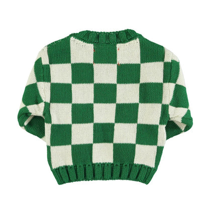 Wholesale Custom Baby Sweater Checkered 7GG Chunky Knitwear 100%Organic Cotton