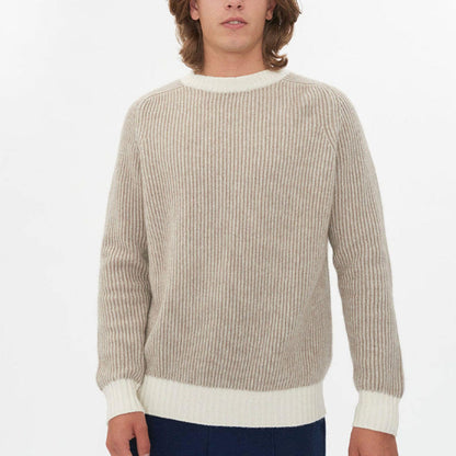 2023 custom knit sweater Men_s Cashmere Rib Knit Crew Neck Taupe knitted jumper Pullover r knit sweater men