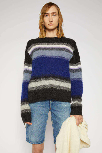 OEM/ODM Custom Mohair-Wool Stripe Women Knit Pullover | Knitwear Manufacturer