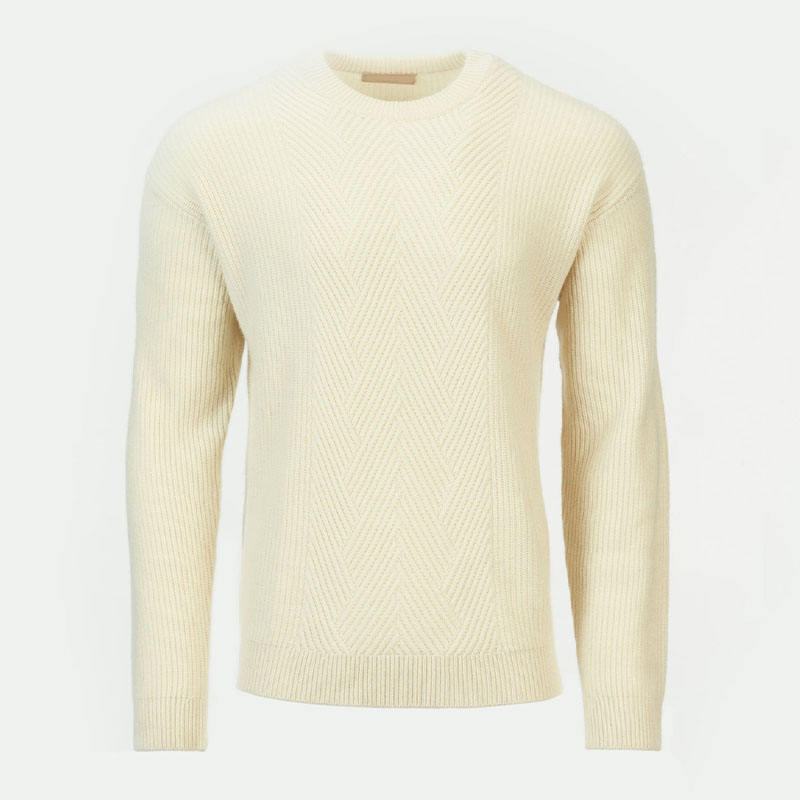2023 custom knit sweater Men Cashmere Textured O-Neck White knitted jumper Pullover r knit sweater men