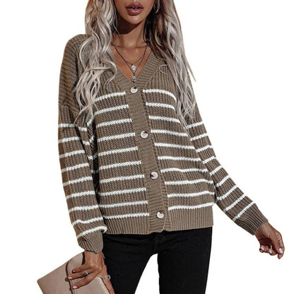 OEM/ODM Striped Knitted Cardigan for Women