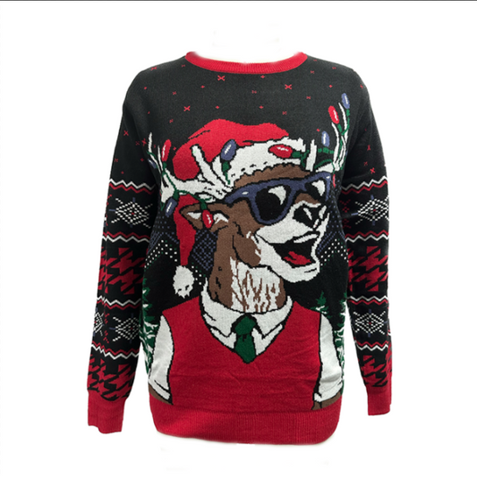 High Quality Women's Christmas Sweater Ugly Pullover Custom Santa Reindeer Warm Sweater