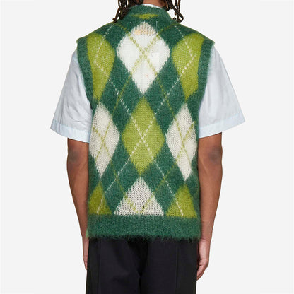 Mens Knit Vests in Mohair | Argyle Knit Sweater