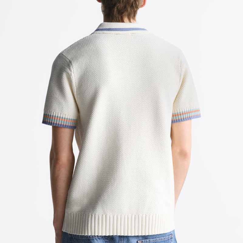 Wholesale Custom Polo Shirt Man Top Custom Logo Cotton Knitted Men Lightweight Striped Sleeves Polo Sweater