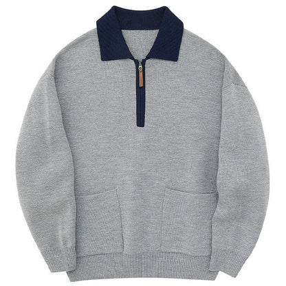 OEM/ODM Cotton Zipper Polo Men’s Knit Sweater | Knit Sweater Manufacturer
